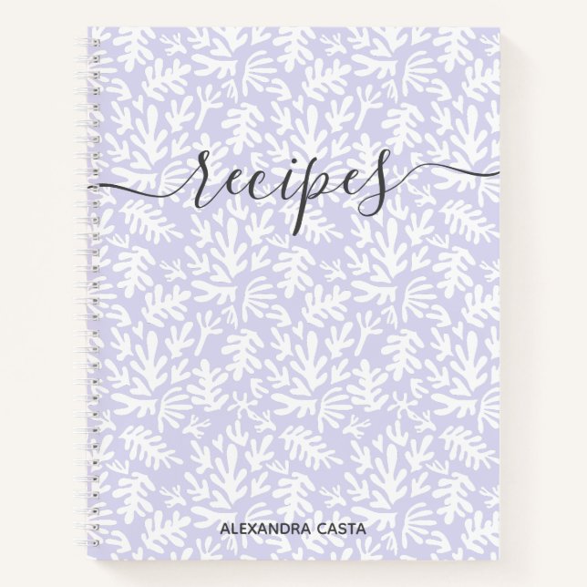 Modernes Minimalistisches Skript Botanisches Rezep Notizbuch (Vorderseite)