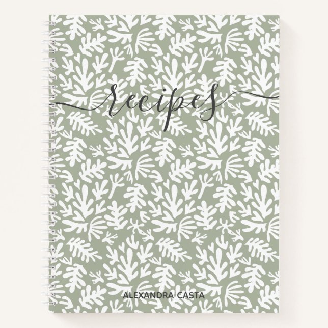 Modernes Minimalistisches Skript Botanisches Rezep Notizbuch (Vorderseite)