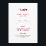 Modernes Minimalistisches Skript | Burgundy Weddin Menükarte<br><div class="desc">Diese elegante,  minimalistische Hochzeitskarte besticht durch moderne burgundische Schrift-Typografie und einen sauberen,  serifenlosen Text für ein einfaches und stilvolles Design,  das Sie zur Liebe bringen.</div>