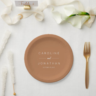 Modernes Minimalistisches Skript Custom Wedding Te Pappteller