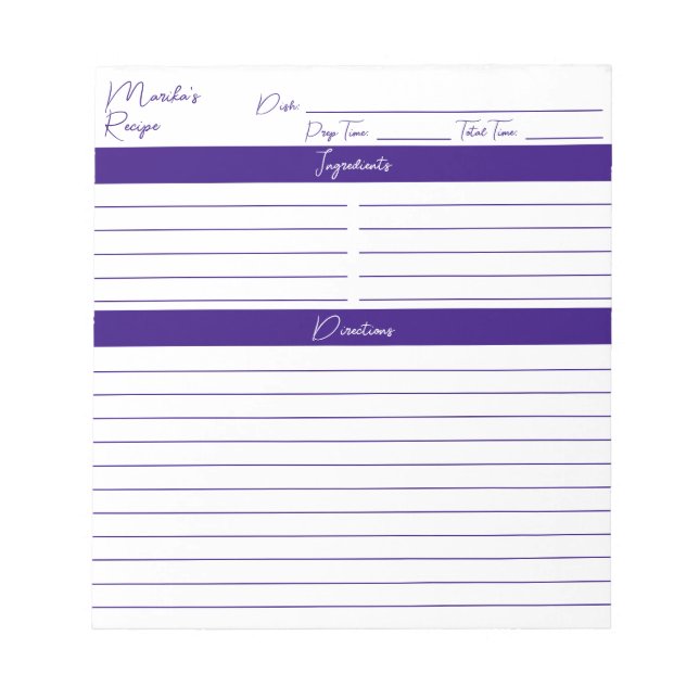 Modernes Minimalistisches Skript Elegante Lila Rez Notizblock (Vorderseite)
