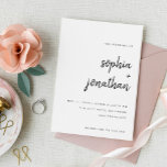 Modernes Minimalistisches Skript | Hochzeit Einladung<br><div class="desc">Diese eleganten,  minimalistischen Einladungen für Hochzeitsfeiern sind mit modernster Schrift-Typografie und einem sauberen,  serifenlosen Text für ein einfaches und stilvolles Schwarz-Weiß-Design ausgestattet,  das Sie Liebe geben werden.</div>