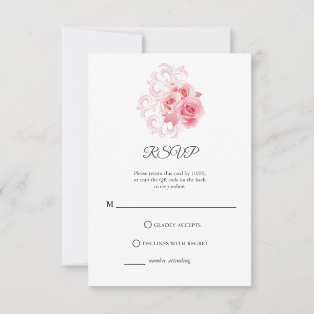 Modernes Minimalistisches Skript | Rosa RSVP-Karte RSVP Karte (Vorderseite)