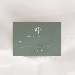 Modernes Minimalistisches Skript Sage Green Wedd RSVP Karte