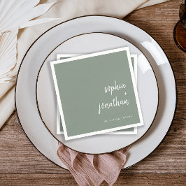 Modernes Minimalistisches Skript | Sage Green Wedd Serviette
