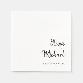 Modernes Minimalistisches Skript | Schwarz-Weiß-Ho Serviette