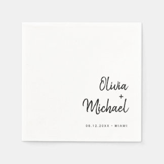 Modernes Minimalistisches Skript | Schwarz-Weiß-Ho Serviette