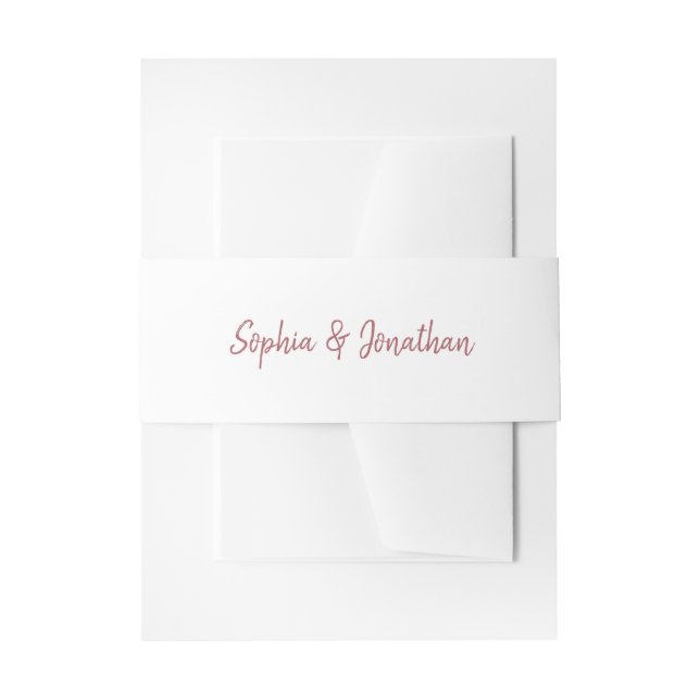 Modernes Minimalistisches Skript | Weiß mit Rose H Einladungsbanderole (Vorderseite Beispiel)