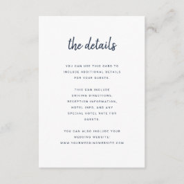 Modernes Minimalistisches Skript, weiß und Marine Begleitkarte