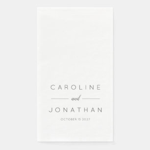 Modernes Minimalistisches Skript Weißes Brautpaar Serviette