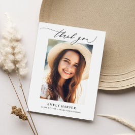 Modernes Minimalistisches Skript Zwei-Foto-Abschlu Dankeskarte