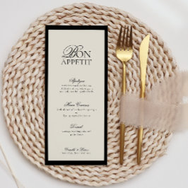 Modernes Minimalistisches Skriptmonogramm-Hochzeit Menükarte