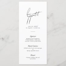 Modernes Minimalistisches SkriptWedding Menu