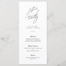 Modernes Minimalistisches SkriptWedding Menu Menükarte