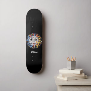 Modernes Minimalistisches Sonnenmongramm Skateboard