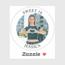 Modernes Minimalistisches Sweet 16 Birthday Circle Aufkleber