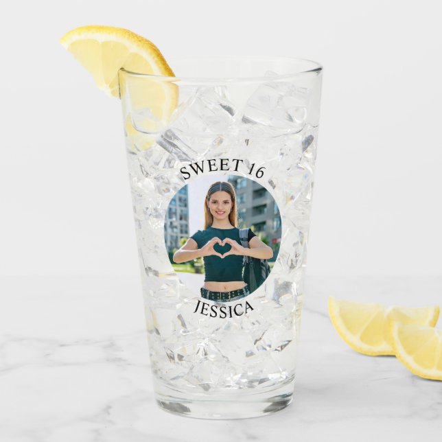 Modernes Minimalistisches Sweet 16 Birthday Circle Glas (Vorderseite Ice)