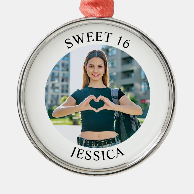 Modernes Minimalistisches Sweet 16 Birthday Circle Ornament Aus Metall (Vorne)