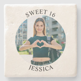Modernes Minimalistisches Sweet 16 Birthday Circle Steinuntersetzer