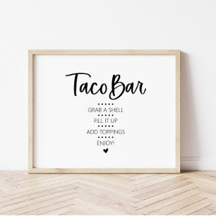 Modernes Minimalistisches Taco Bar Fiesta Zeichen Poster