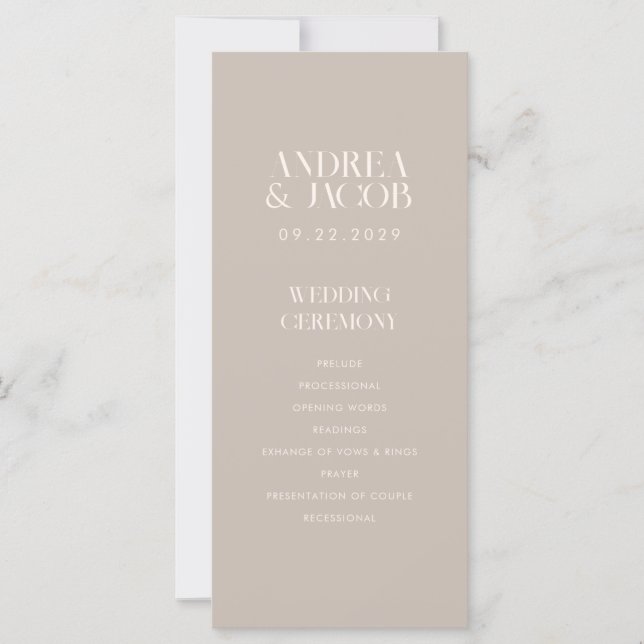 Modernes Minimalistisches Taupe Beige Chic Wedding (Vorderseite)