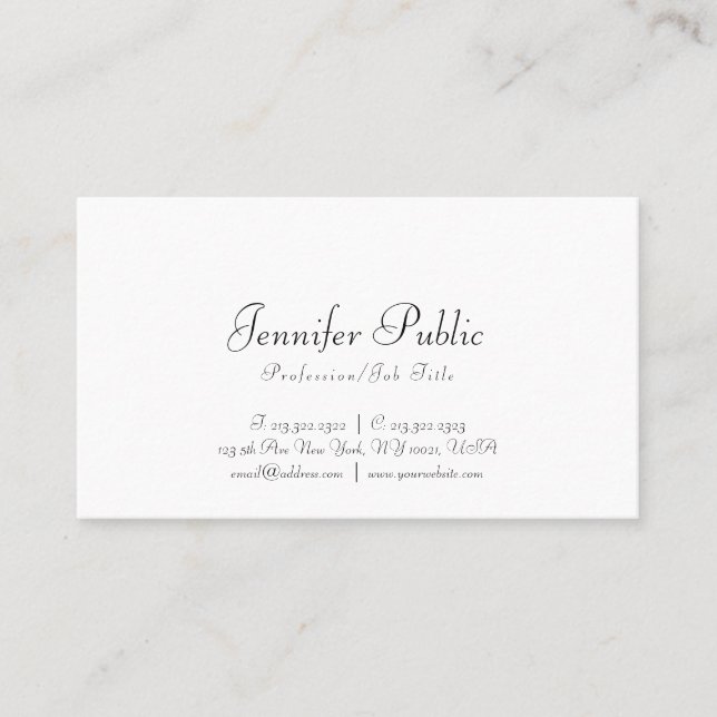 Modernes, Minimalistisches Template Elegant Trendy Visitenkarte (Vorderseite)