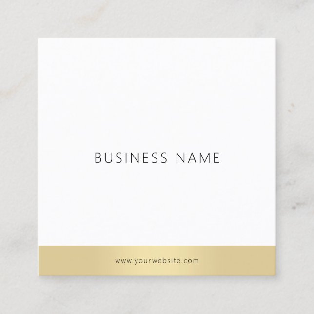 Modernes Minimalistisches Template Gold Weiß elega Quadratische Visitenkarte (Vorderseite)
