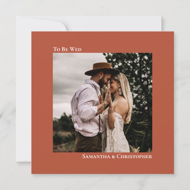 Modernes Minimalistisches Terracotta Foto Hochzeit Einladung (Vorderseite)
