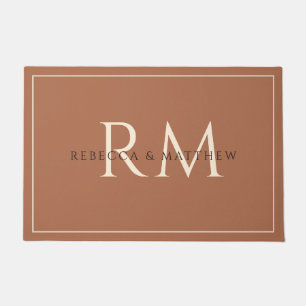 Modernes minimalistisches Terrakotta-Paar-Monogram Fußmatte