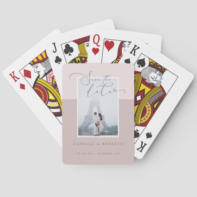 Modernes, minimalistisches und elegantes Rosa Zwei Spielkarten (Rückseite)