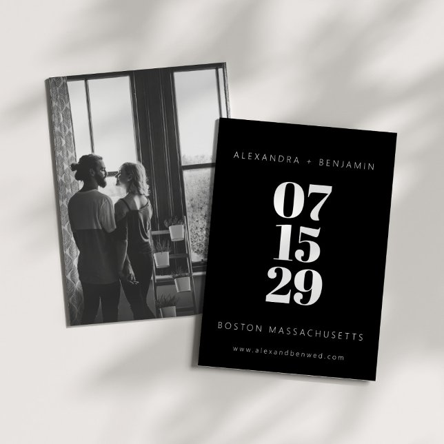 Modernes, Minimalistisches und schwarzes Foto Save The Date (Von Creator hochgeladen)