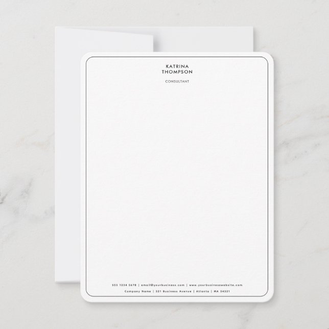Modernes Minimalistisches Unternehmen Mitteilungskarte (Vorderseite)
