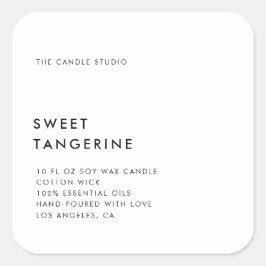 Modernes, Minimalistisches Verpackungs-Candle-Kosm Quadratischer Aufkleber