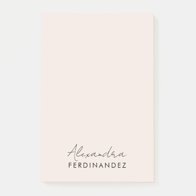 Modernes Minimalistisches Weibchenmonogramm Rosa Post-it Klebezettel (Vorderseite)