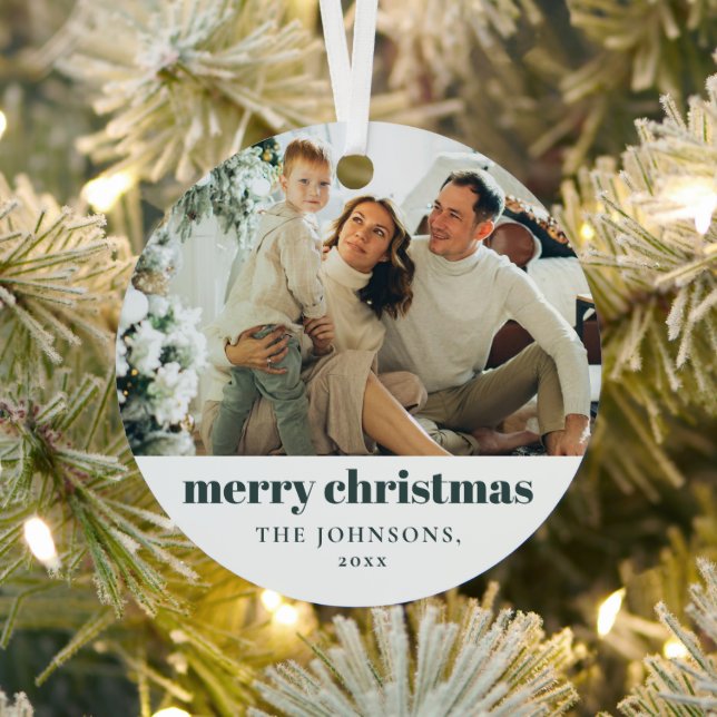Modernes Minimalistisches Weihnachts-Foto Ornament Aus Metall (InSitu)