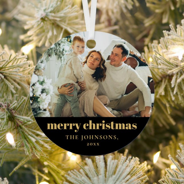 Modernes Minimalistisches Weihnachts-Foto Ornament Aus Metall (InSitu)