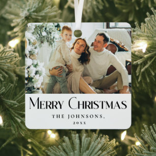 Modernes Minimalistisches Weihnachts-Foto Ornament Aus Metall