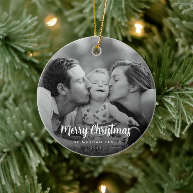 Modernes Minimalistisches Weihnachts-Schwarz-Weiß- Keramik Ornament (Baum)