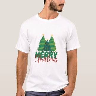 Modernes minimalistisches Weihnachtsbaum-Muster-T- T-Shirt
