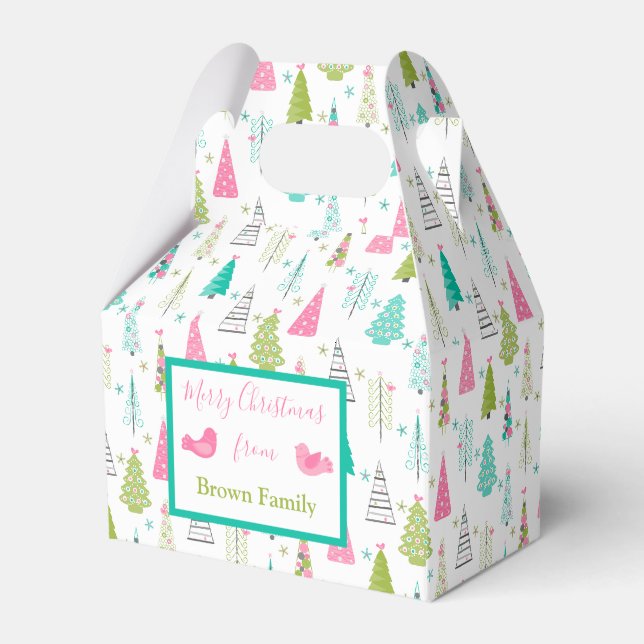 Modernes Minimalistisches Weihnachtsbaummuster Ros Geschenkschachtel (Vorderseite)