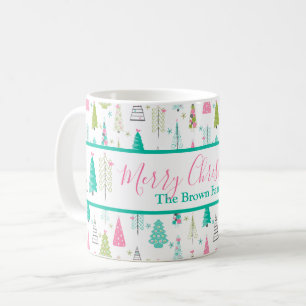 Modernes Minimalistisches Weihnachtsbaummuster Ros Kaffeetasse