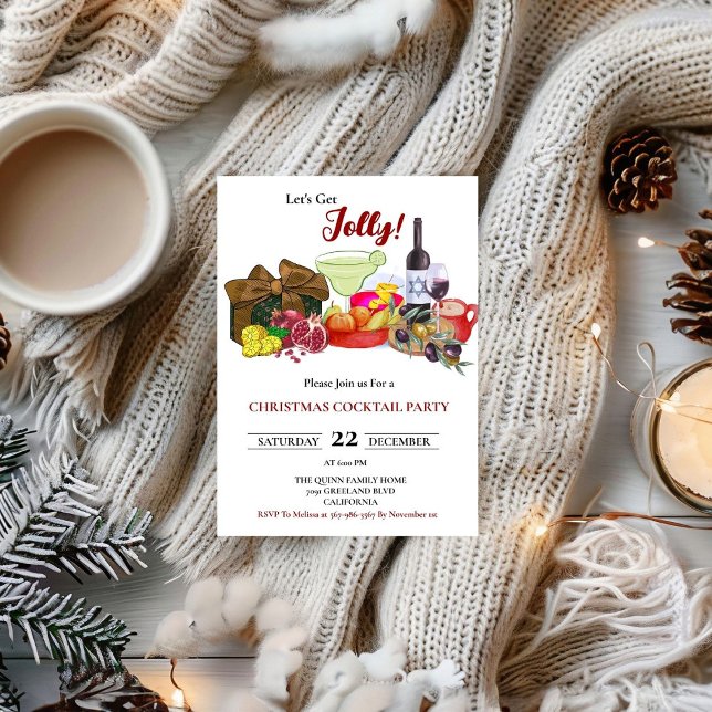 Modernes Minimalistisches Weihnachtscocktail Party Einladung (Von Creator hochgeladen)