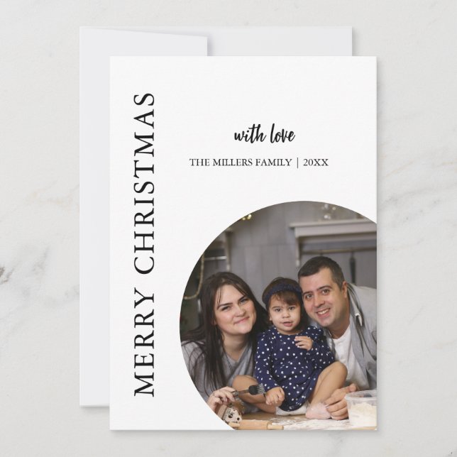 Modernes, Minimalistisches Weihnachtsfamilien-Foto Einladung (Vorderseite)
