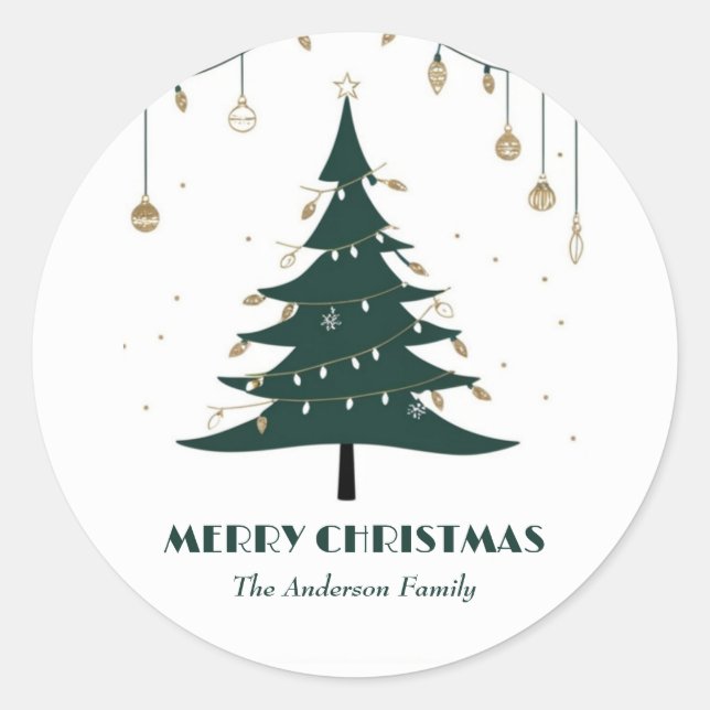 Modernes Minimalistisches Weihnachtsgeschenk Runder Aufkleber (Vorderseite)