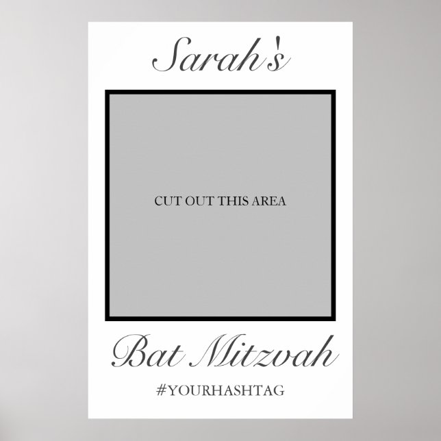 Modernes Minimalistisches Weißbat Mitzvah Foto Pro Poster (Vorne)