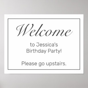 Modernes Minimalistisches Weißes Geburtstagszeiche Poster