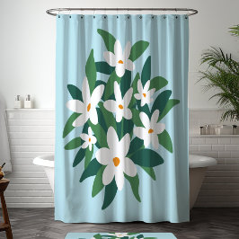 Modernes Minimalistisches Weißes Jasmine-Floral au Duschvorhang