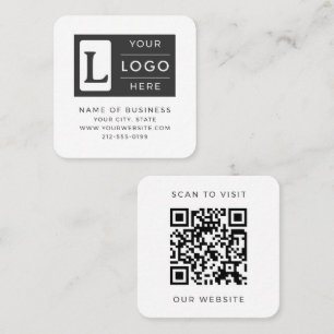 Modernes minimalistisches weißes QR-Code-Logo Quadratische Visitenkarte