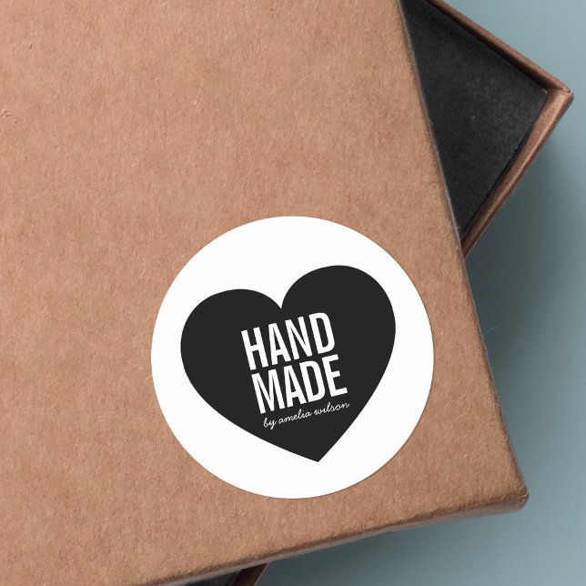 Modernes Minimalistisches Weißes und Schwarzes Han Runder Aufkleber (Von Creator hochgeladen)