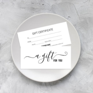 Modernes Minimalistisches Weißgeschenkzertifikat Werbekarte
